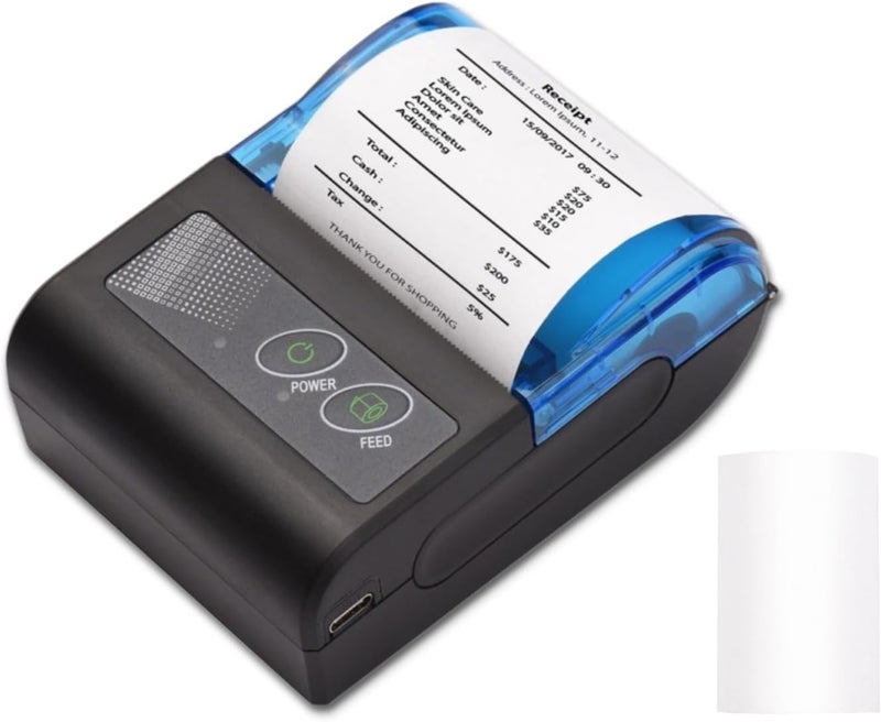 Sunydog Receipt Printer, Portable Mini Thermal Receipt Printers USB Receipt Bill Ticket Printer with 58mm Print Paper, Fit for Android Fit for Win, Thermal Printers for Restaurants Sales Retail - Image 1